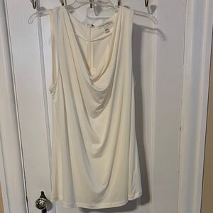 Banana Republic Cream Draped Sleeveless Blouse